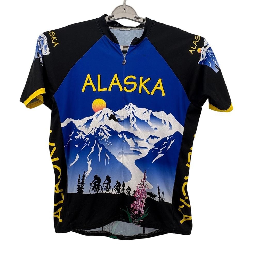 Champion‎ System Alaska Cycling Mens Jersey Size XL Blue Black Bicycle